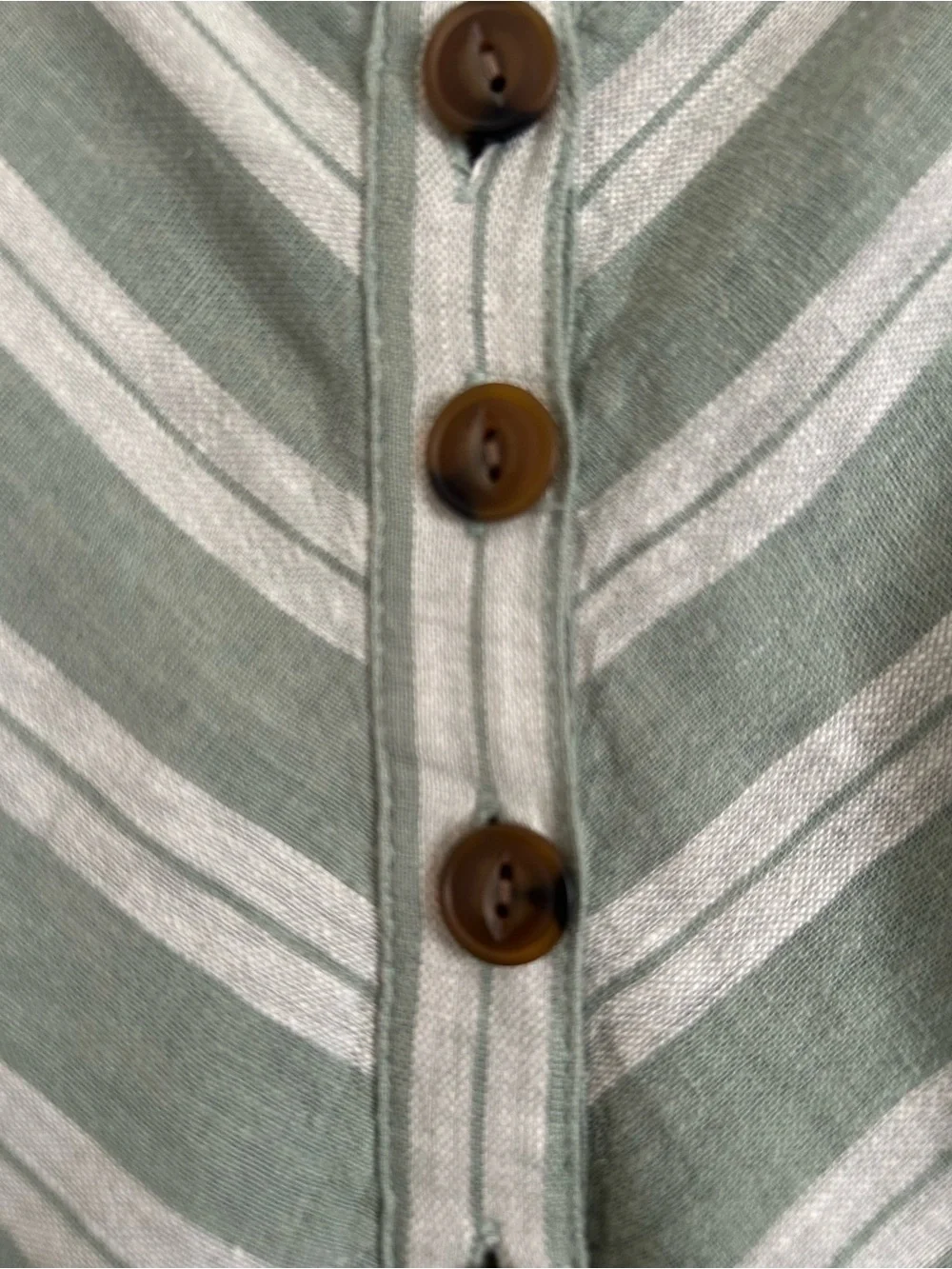 Striped Sage Green Button-Front Dress